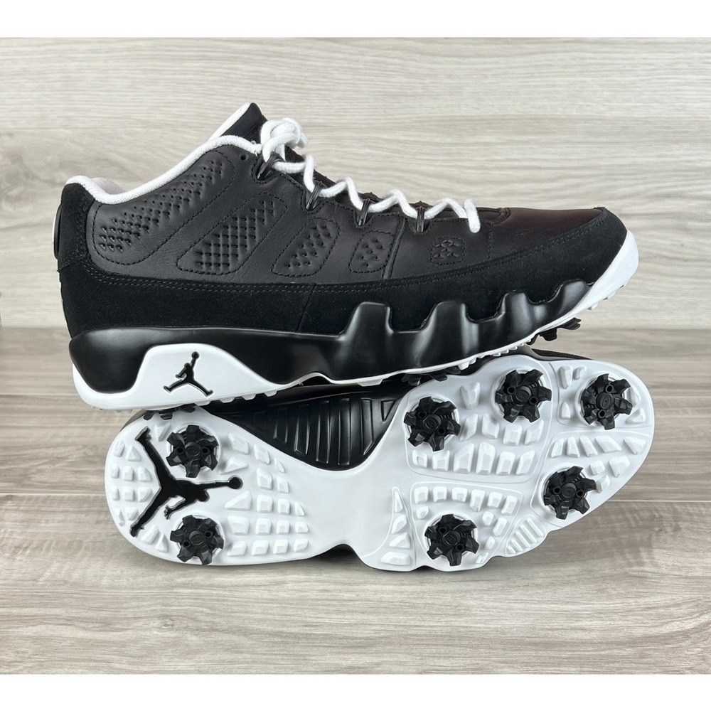 Nike Air Jordan 9 Low G Golf Cleat NGR Barons Mens Sz 8.5 Black White FN6930-001